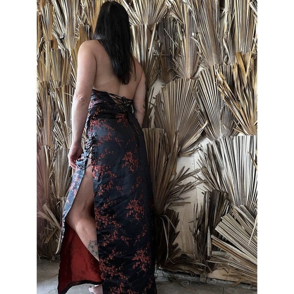 Lace Up Dress Maxi Netting Goth Size Medium Vintage Y2K Vampire - Picture 2 of 11